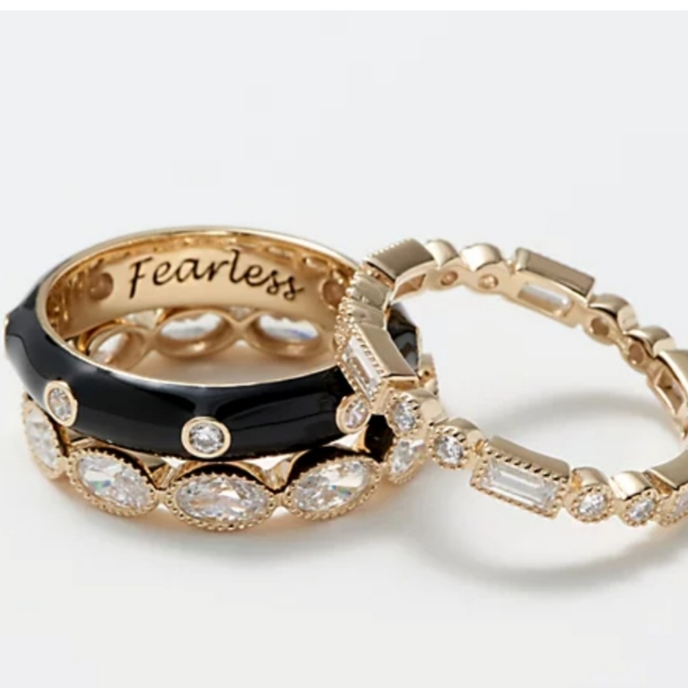 FEARLESS Set of 3 Affirmation Stackable Rings